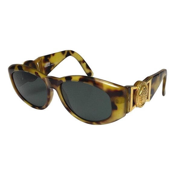 GIANNI VERSACE Vintage 1996 Light Brown Tortoise Frame Sunglasses Gold Medusa MO main image 8